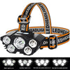5 Led Headlight Super Bright Head-Mounted Strong Flashlight Usb Rechargeable Built-in Battery Outdoor Rechargeable Night Fishing-WAYBIKER