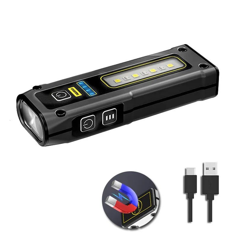 Portable Mini Flashlight High Power LED USB Rechargeable Tactical Flashlight with strong magnet Outdoor Emergency Lighting Torch-WAYBIKER