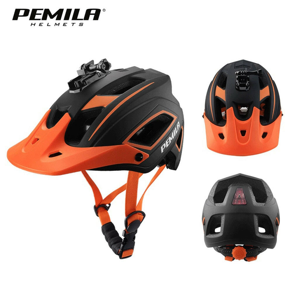 PEMILA Men MTB Bicycle Helmet Bike Safely Cap Ultra-lightweight Mountain Road Cycling Sports Riding Helmets With LED Tail light-WAYBIKER