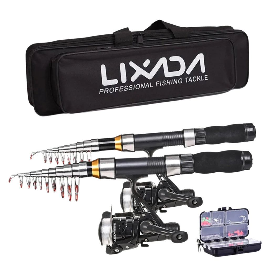 Lixada 2.1m 2.3 m Telescopic Fishing Rod Reel Combo Full Kit Carbon Fiber Rod Pole Spinning Reel Fishing Bag Case Pesca Gear Set-WAYBIKER