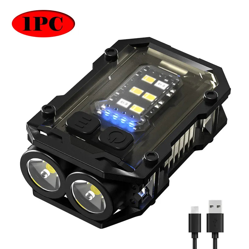 Multifunctional Mini EDC Keychain Light USB Rechargeable Flashlight With Tail Magnet Outdoor Waterproof Work Light Camping Lamp-WAYBIKER