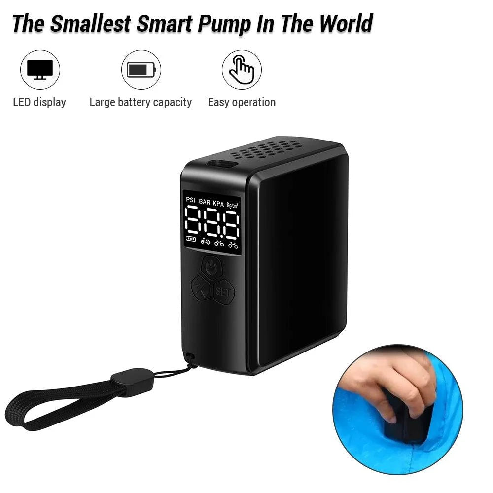 Smart Air Pump Tiny Portable Wireless Electric Air Pump with LED 150 PSI High Pressure for Bicycles Electric Bikes Motorcycles-WAYBIKER