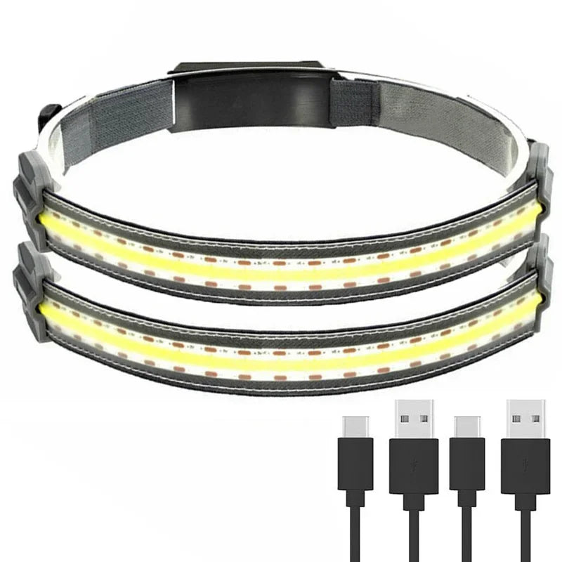 COB Headlamp with Built-in Battery Flashlight for Running USB Rechargeable Torch Headlight Outdoor Head Lamp 3 Lighting Modes-WAYBIKER