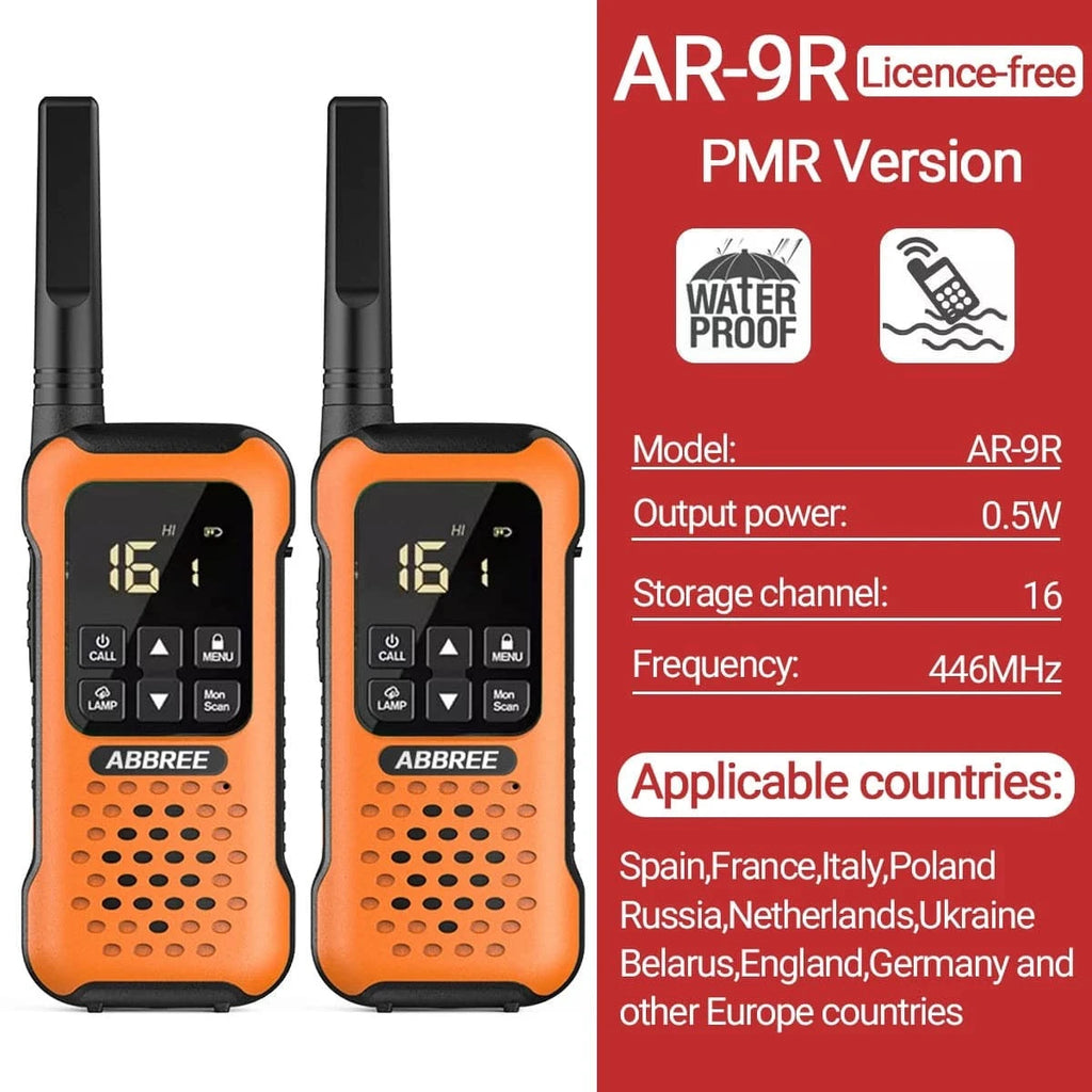 2/4 PCS AR-9R PMR Walkie Talkie IP67 Waterproof Floating NOAA Long Range Rechargeable Ham Two Way Radio for Fishing Kayaking-WAYBIKER