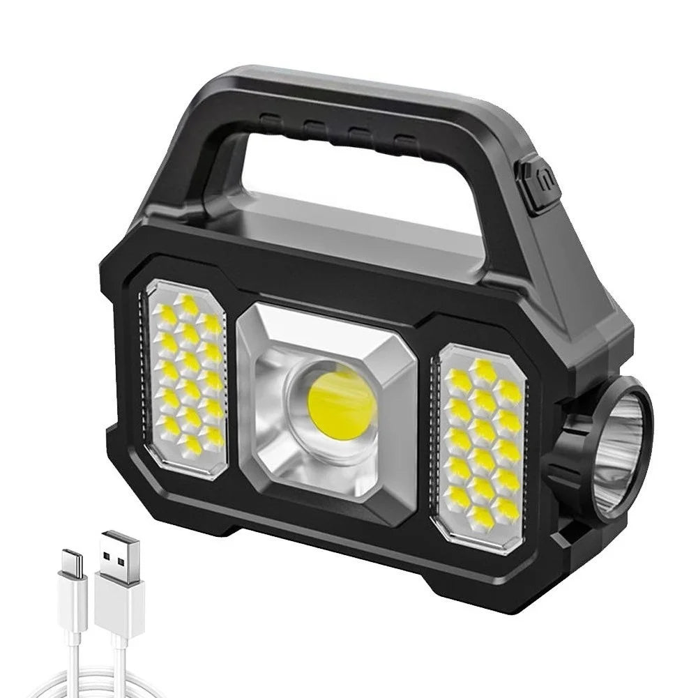Portable Powerful Solar LED Flashlight With COB Work Lights USB Rechargeable Handheld  LED Outdoor Camping Solar Torch Light-WAYBIKER