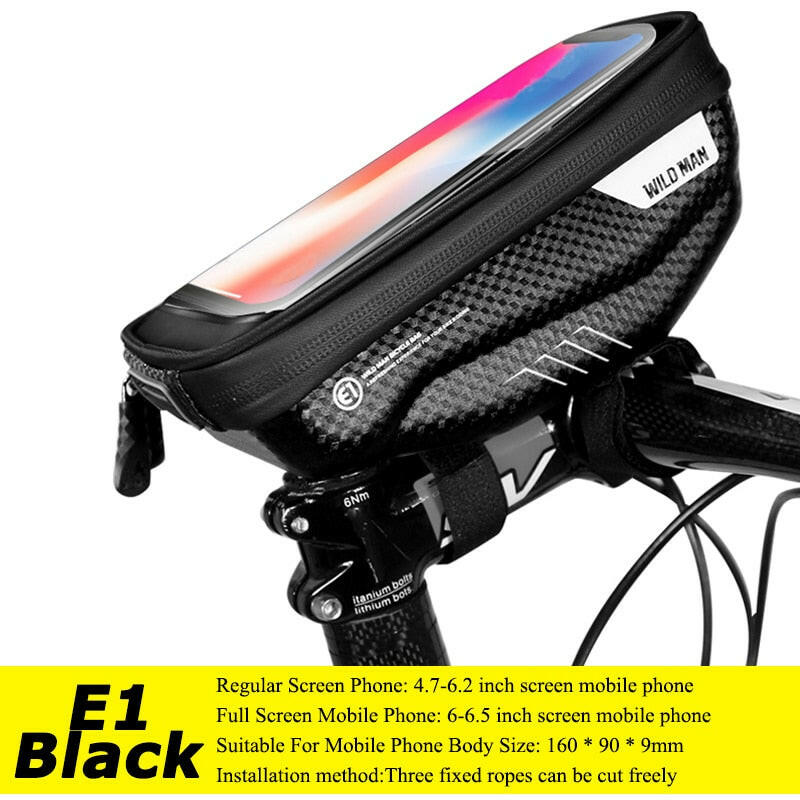 WILD MAN Bike Handlebar Bag Rainproof 5.8/6.0 Inch Phone Case Touch Screen Bicycle Bag Top Front Tube Bag Cycling Accessories-WAYBIKER