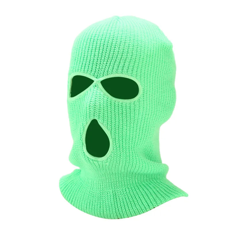 2023 New Fashion 3-Hole Knitted Full Face Cover Ski Mask Winter Balaclava Warm Knit Full Face Mask For Outdoor Sports-WAYBIKER