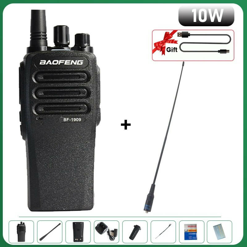 BF-1909 BaoFeng Walkie Talkie 10W Type-C Charging 3800mAh UHF 400-470MHz FM High Power Long Rang BF-888S Upgraded Version Radio-WAYBIKER