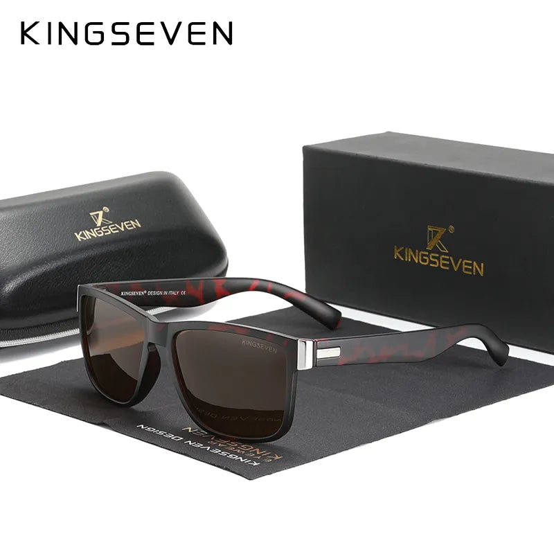 KINGSEVEN Brand Square Retro Gradient Polarized Sunglasses Women Men Carbon Fiber Pattern Design Outdoor Sports Eyewear-WAYBIKER