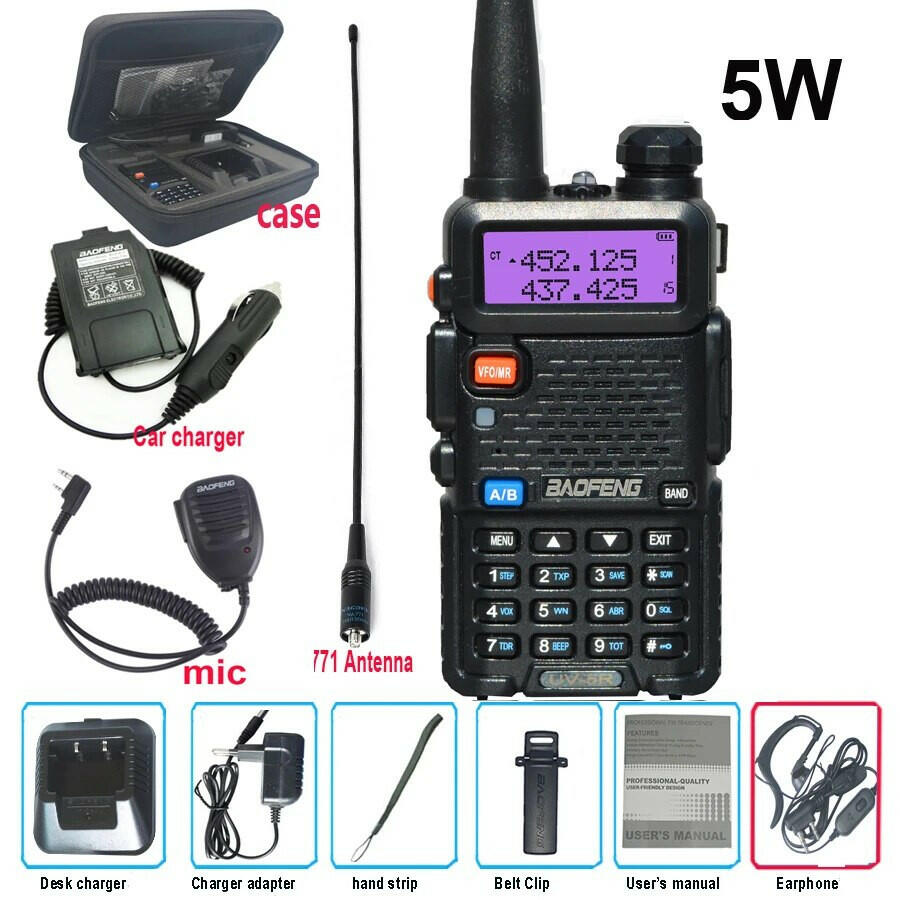Original Baofeng UV-5R FM Walkie Talkie 5W Portable Ham Amateur CB Radio Dual Band VHF/UHF Transceiver Two Way Radios Hunting-WAYBIKER
