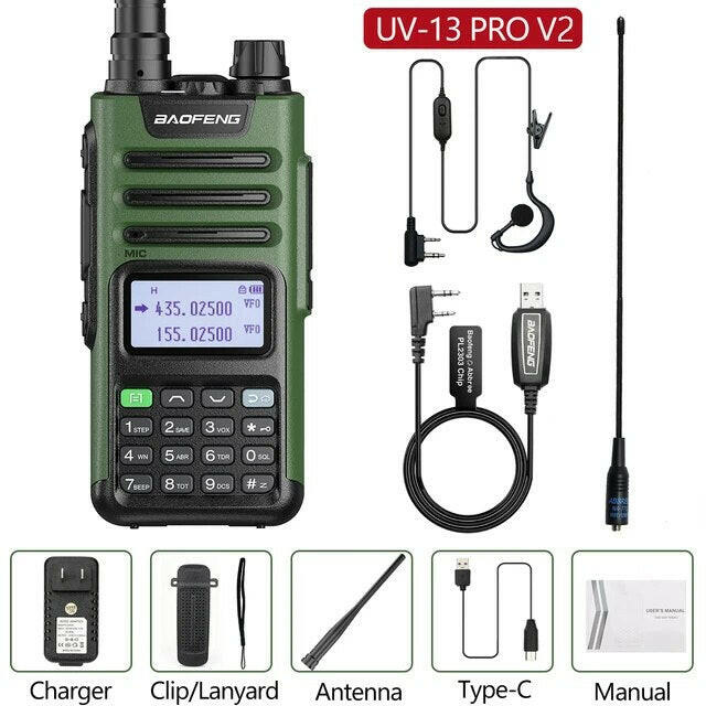 Baofeng UV-13 PRO Ham Radio 16 KM Long Range Distance Dual Band 999 Channel Type-C Charging Walkie Talkie Upgrade UV-5R UV-10R-WAYBIKER
