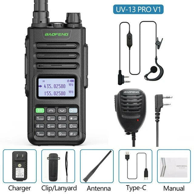 Baofeng UV-13 PRO Ham Radio 16 KM Long Range Distance Dual Band 999 Channel Type-C Charging Walkie Talkie Upgrade UV-5R UV-10R-WAYBIKER