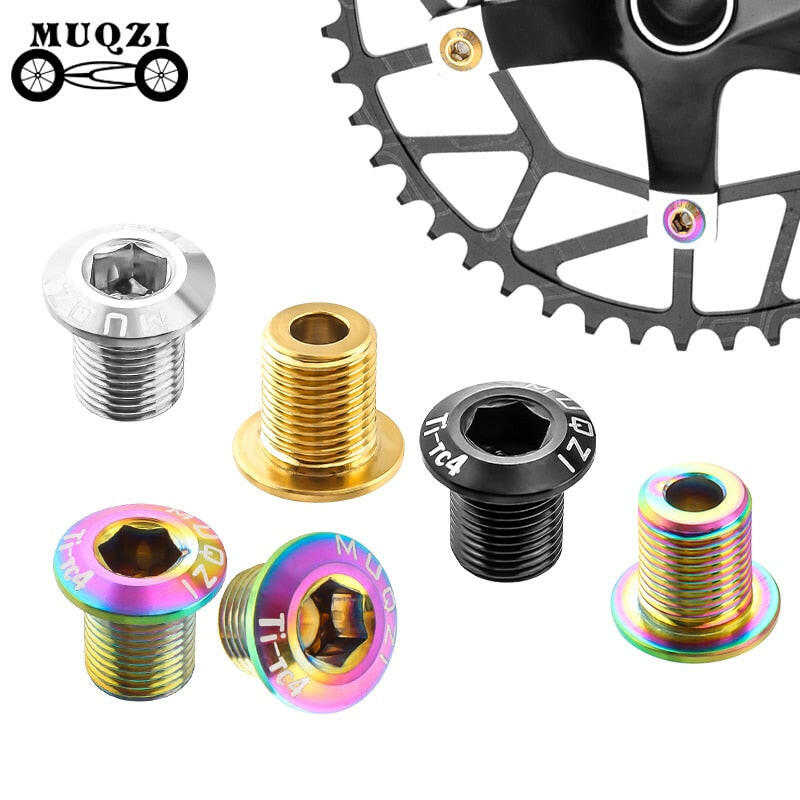 MUQZI 5PCS Chainring Bolts TC4 Titanium Alloy Single Double Chainring Screws For MTB Road BMX Bike Crank Chainwheel Bolts