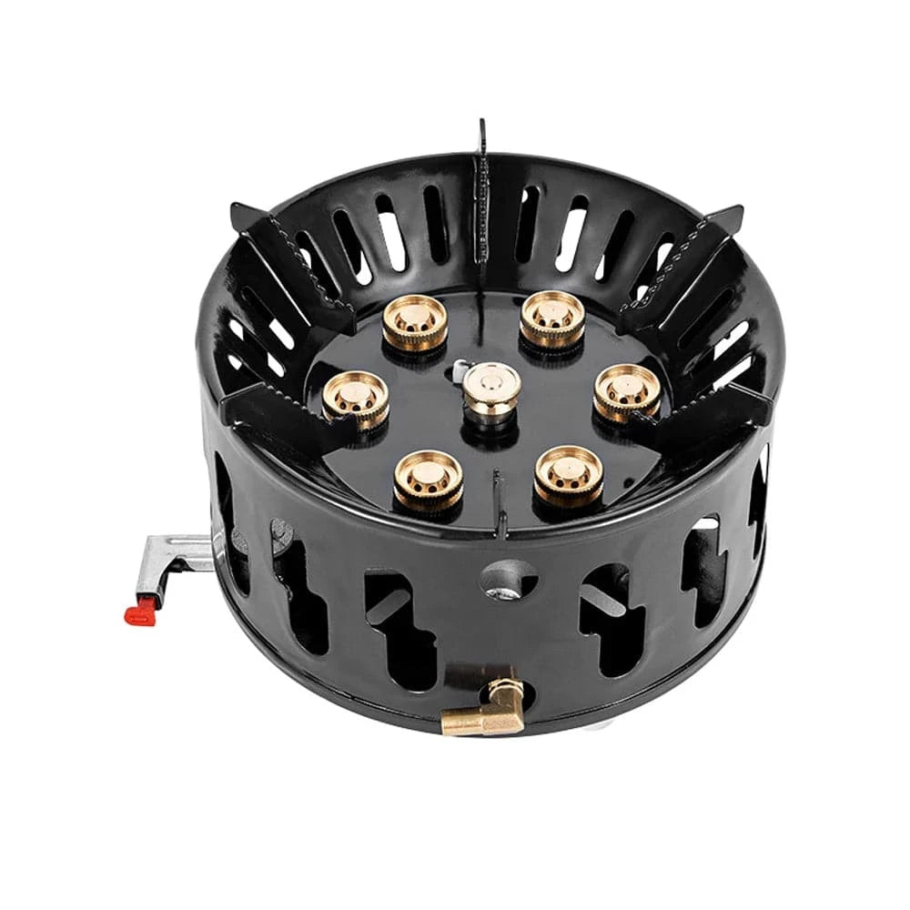 9800W Fierce Fire Camping Stove Portable Seven Core Stove Camping Stove for Camping Hiking-WAYBIKER