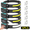 1/3/5PCS New Headlamp Built-in 18650 Battery Sensor COB LED Flashlight Rechargeable Torch Power Display Head Light Fishing Lamp-WAYBIKER