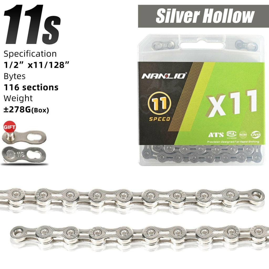 Nanlio Bicycle Chain 116L  X9 X10 X11 X12 9/10/11/12 Speed Road MTB Bike Chain Crankset 8 9 10 11 12s Derailleur hollow 126L box-WAYBIKER
