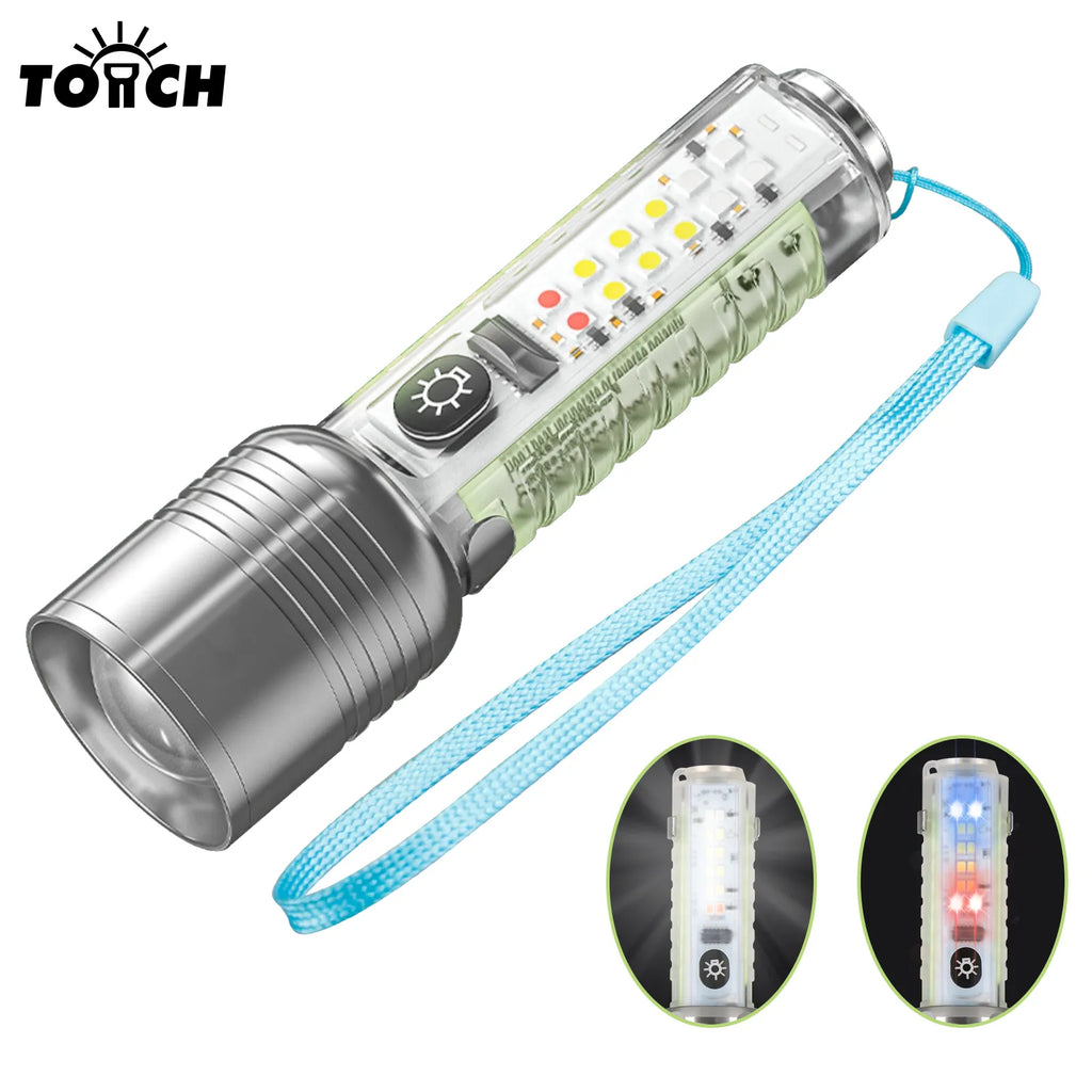 Flashlight USB Rechargeable, Magnetic Bright White Laser LED Zoomable Torch Light with UV Warning Lights for Camping, Emergency-WAYBIKER