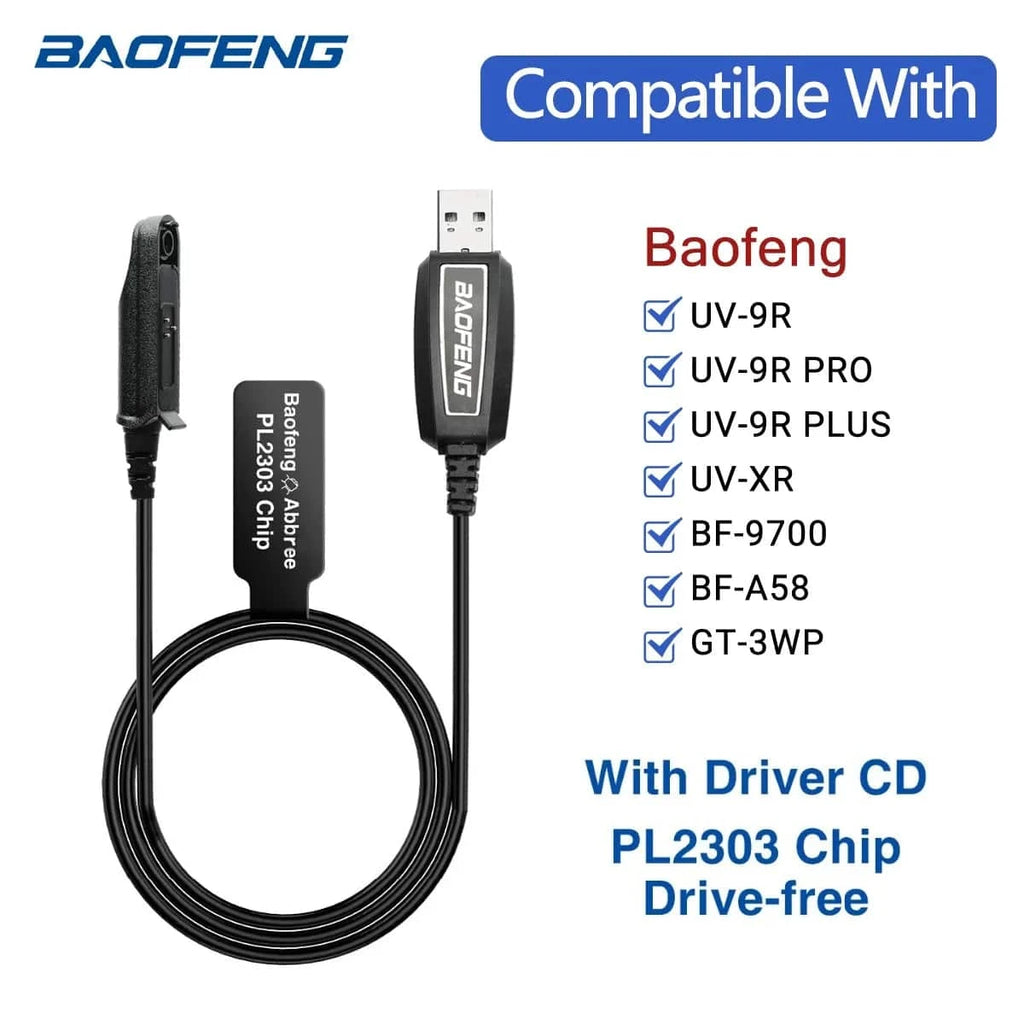 Baofeng UV-9R Waterproof USB Programming Cable For BaoFeng UV-9R Pro Plus XR PL2303 Chip Walkie Talkie Ham Two Way Radio-WAYBIKER