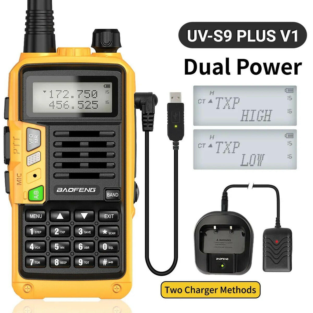 BAOFENG UV S9 Plus V2 10W Powerful Walkie Talkie USB Charger 16 KM Long Range Handheld Dual Band Transceiver UV 5R Two Way Radio-WAYBIKER