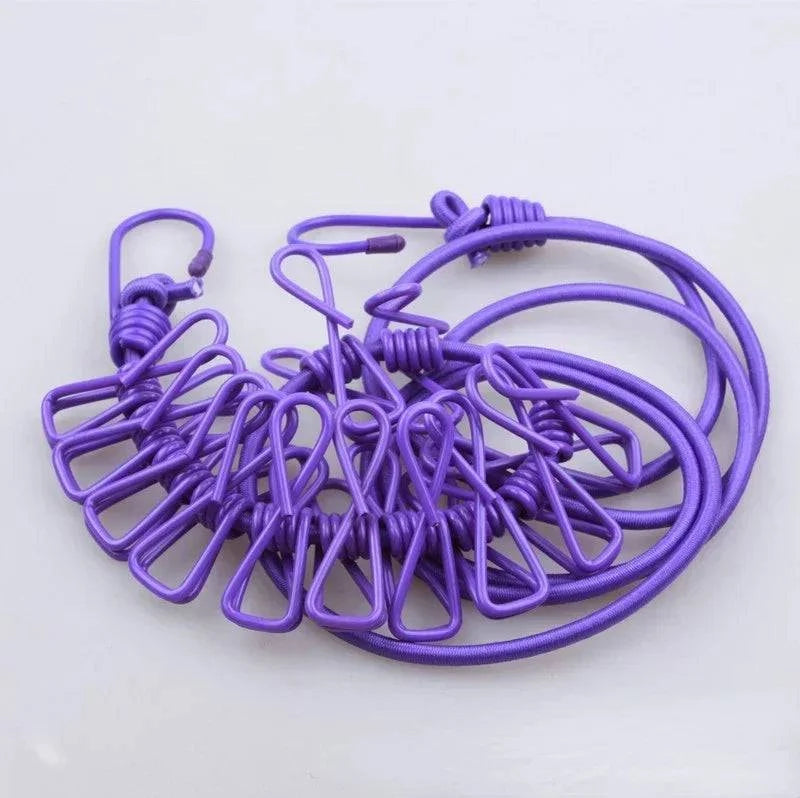 Portable Clothing Clothesline With 12 Clips Retractable Laundry Dryer Clothes Rope Drying Rack Cloth Hanging Line For Outdoor-WAYBIKER