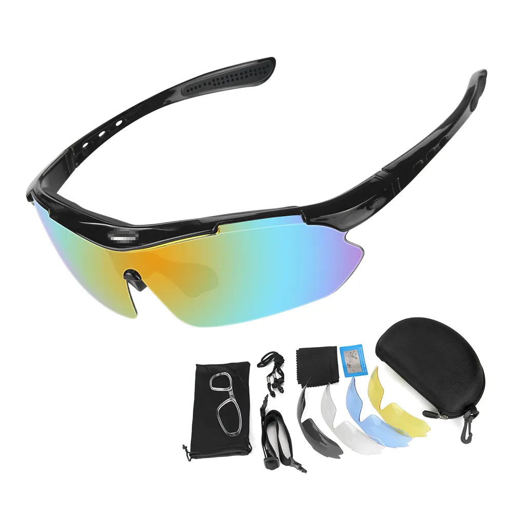 Cycling Glasses 5 Lens Mens Womens Sports Sunglasses Cycling Goggles MTB Road Anti-glare Riding Bicycle Bike Eyewear Protection-WAYBIKER