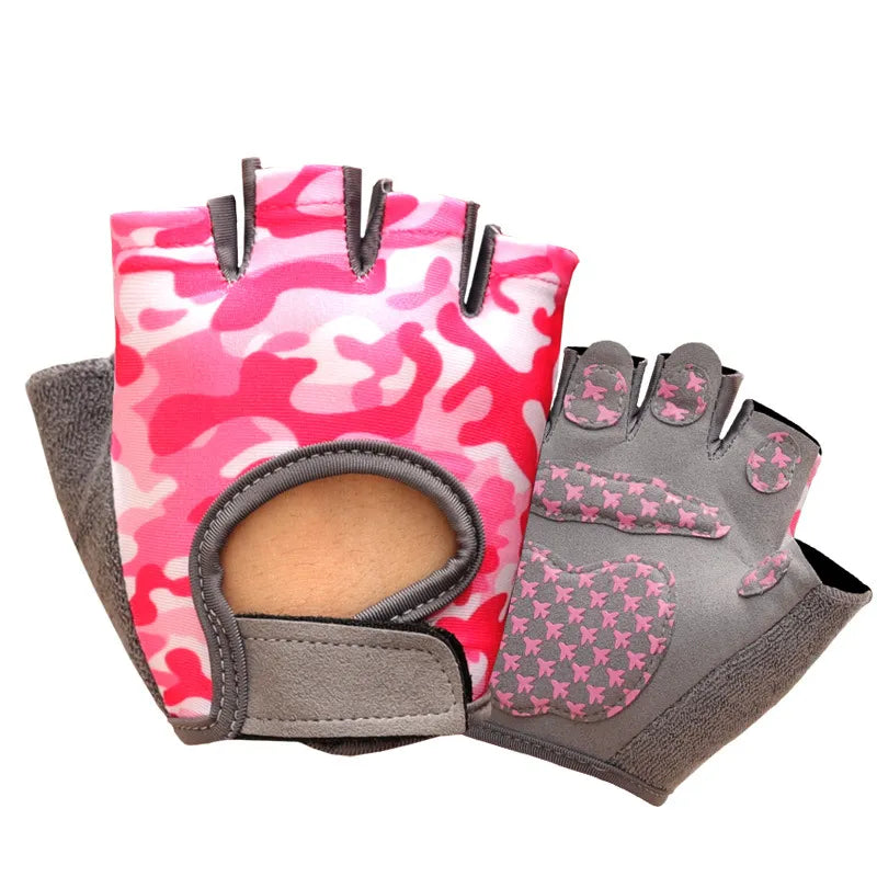 Children's Gloves Half Finger Outdoor Sports Kids Cycling Boys Girls Protection Antislip Breathable Thin Spring Summer Gloves-WAYBIKER