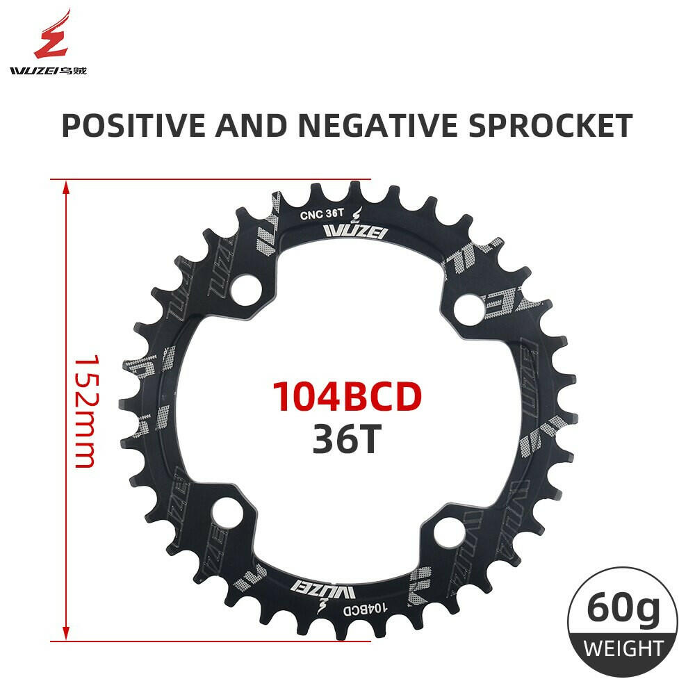 WUZEI MTB 104BCD Round Narrow Wide Chainring Mountain Bike Crown Bicycle 104BCD 34T 36T Crankset Tooth Plate Parts-WAYBIKER