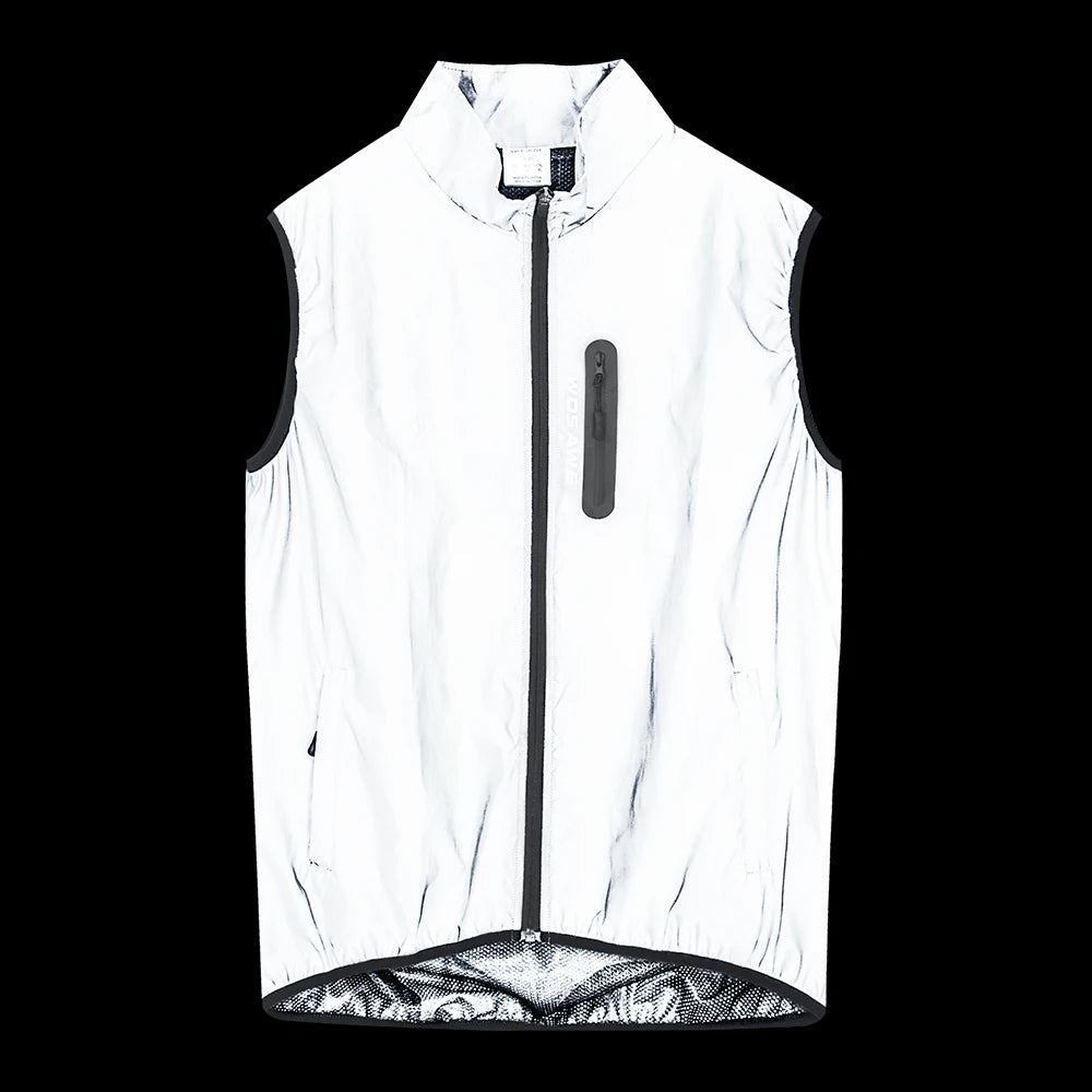 WOSAWE Full Reflective Cycling Jacket Men Women Windproof Night Running Hiking Jacket Water-repellent Bicycle Windbreaker