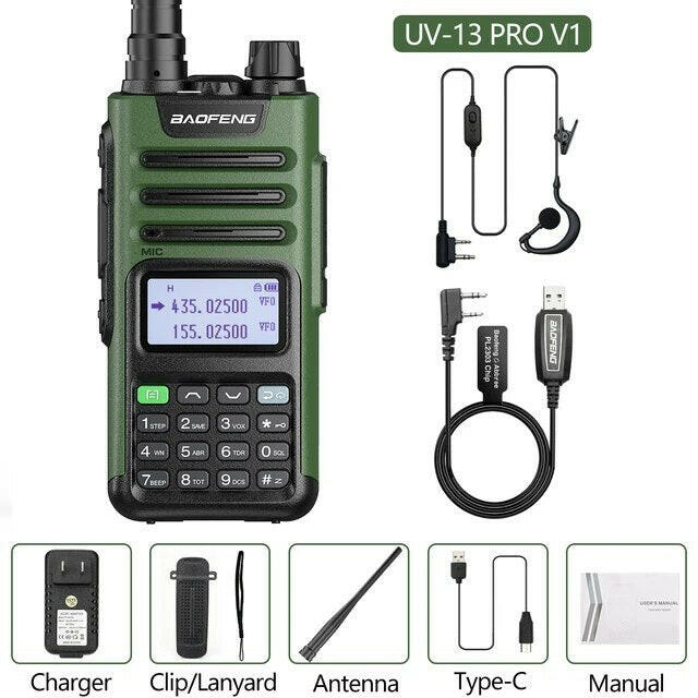 Baofeng UV-13 PRO Ham Radio 16 KM Long Range Distance Dual Band 999 Channel Type-C Charging Walkie Talkie Upgrade UV-5R UV-10R-WAYBIKER