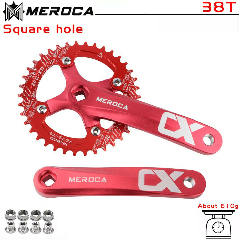 MEROCA CX Square Hole Bicycle Crankset 104BCD Aluminum Alloy IXF Square Hole Mountain Bike Crankset 170mm 32T/34T/36T/38T/40T/42-WAYBIKER