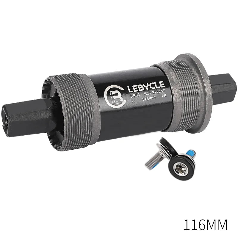Lebycle Mountain Bicycle Square Bottom Bracket BB68 Threaded Bottom Bracket Bike Hollow Axle 113/120/122.5/124.5/126mm-WAYBIKER