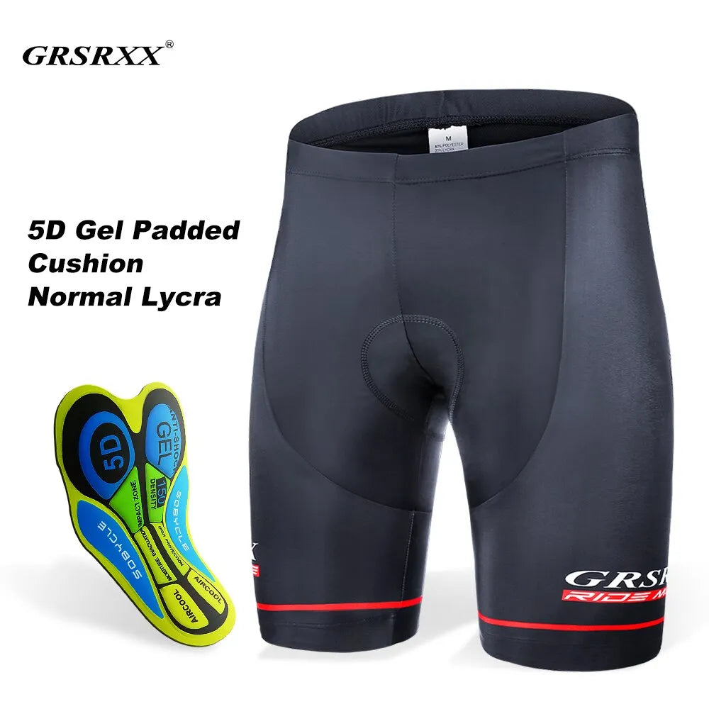 GRSRXX Cycling Shorts Men's Anti-slip Leg Grips Bike Shorts Shockproof 5D Pad Breathable Riding Bicycle Bib Short Ciclismo