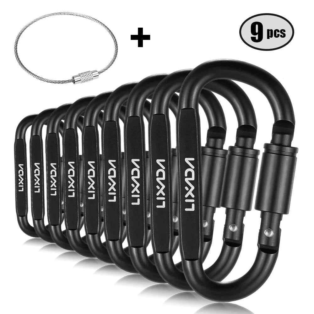 Lixada 1Pcs D-Ring Carabiner Camping Survival Tool Outdoor Key Chain Climbing Carabiner Screw Lock Hook Aluminum Hanging Buckle-WAYBIKER
