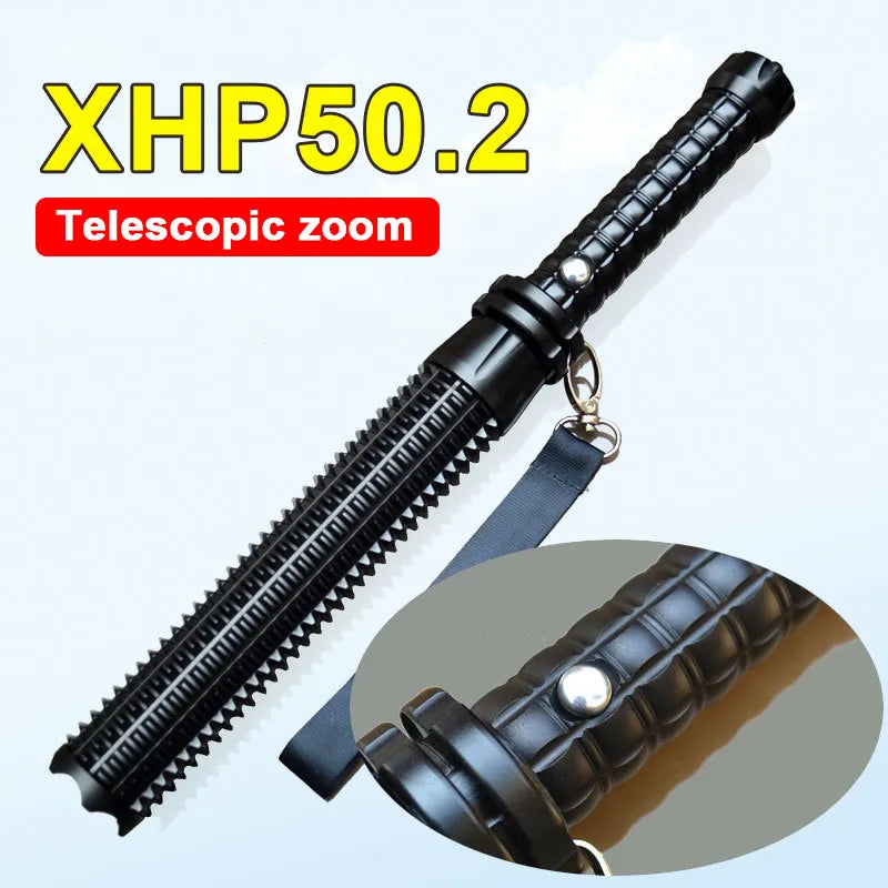 Baseball Bat Flashlight Super Bright LED Torch High Rechargeable Tactical Flashlight 18650 Self Defense Zoomable Waterproof Lamp-WAYBIKER