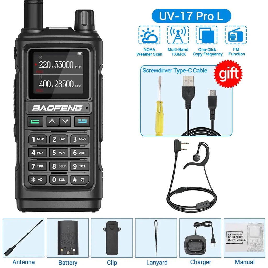 Baofeng UV-17 Pro V2 Walkie Talkie Tri Band Wireless Copy Frequency Long Range 50KM Two Way Radio UV-5R 21 PRO L Ham Radio-WAYBIKER