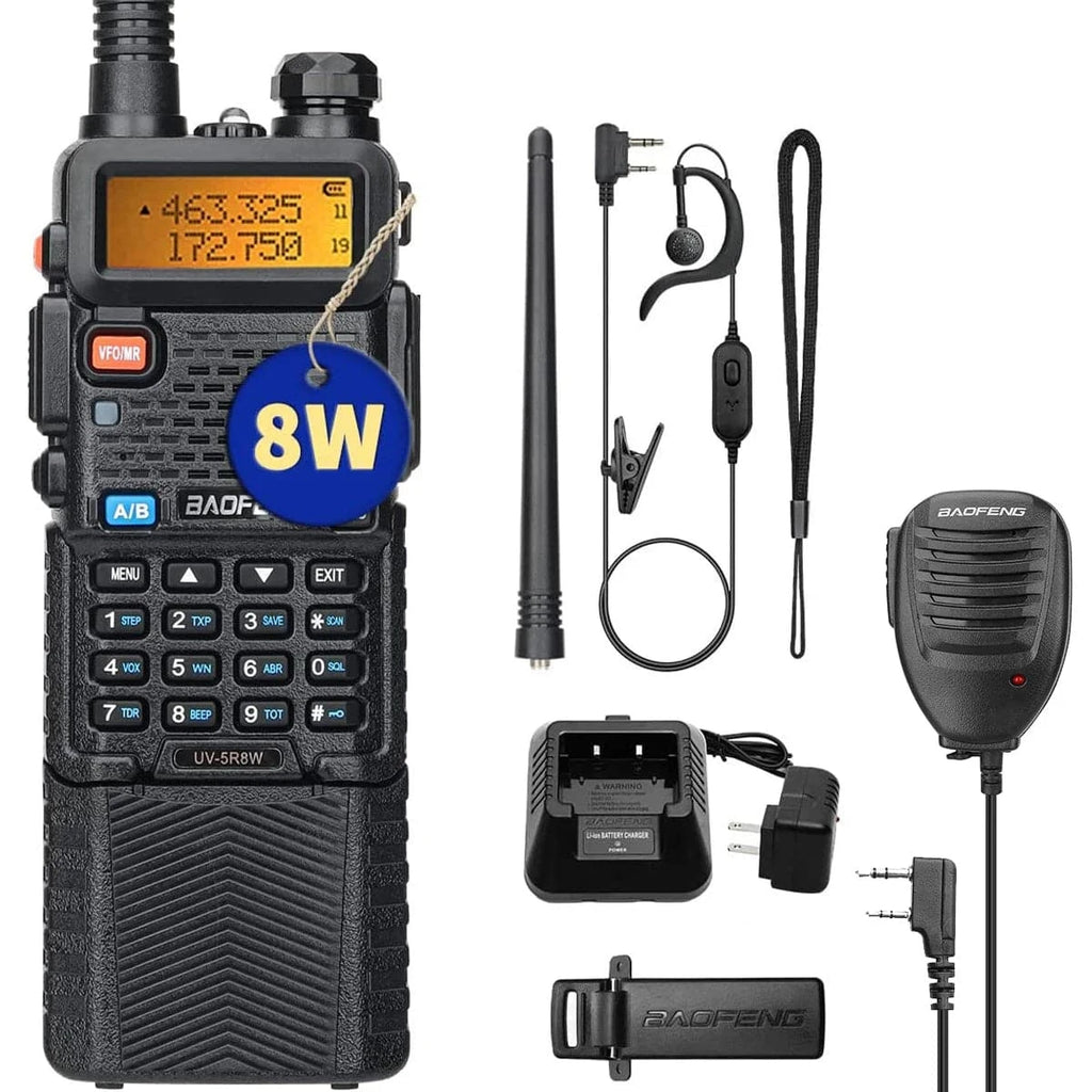 BAOFENG UV-5R 8W/5W 3800mAh High Power Ham Radio VHF&UHF Portable Two Way Radio Long Range Rechargeable Handheld Radio CB Radio-WAYBIKER