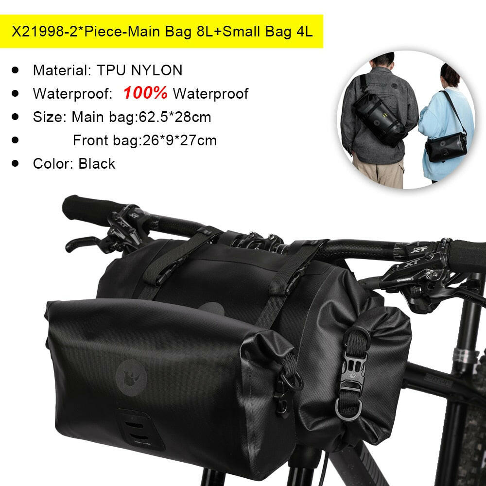 Rhinowalk Bicycle Bag Waterproof Big Capacity Handlebar Bag 1 or 2-piece Front Tube Cycling Bag MTB Frame Trunk Bike Accessories-WAYBIKER