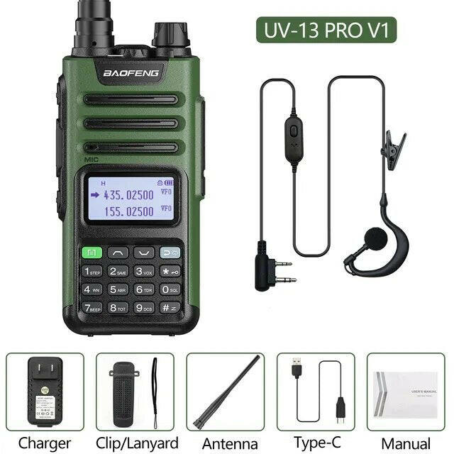 Baofeng UV-13 PRO Ham Radio 16 KM Long Range Distance Dual Band 999 Channel Type-C Charging Walkie Talkie Upgrade UV-5R UV-10R-WAYBIKER
