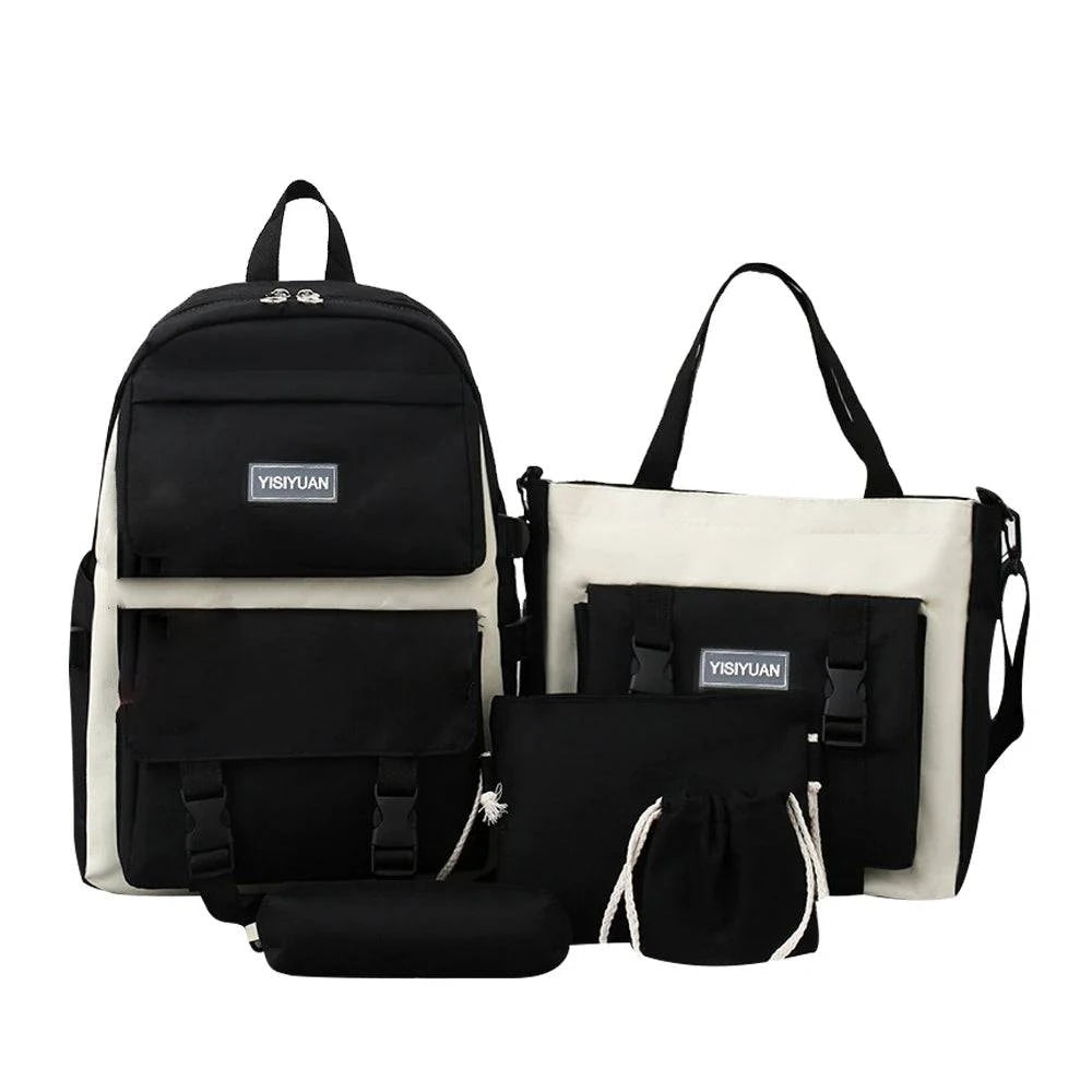 Camping Canvas Backpack Large Capacity Student Schoolbag Set Teenage Bag Hiking Bag Stationery Bags Stationery Bag Kit 2022 New-WAYBIKER