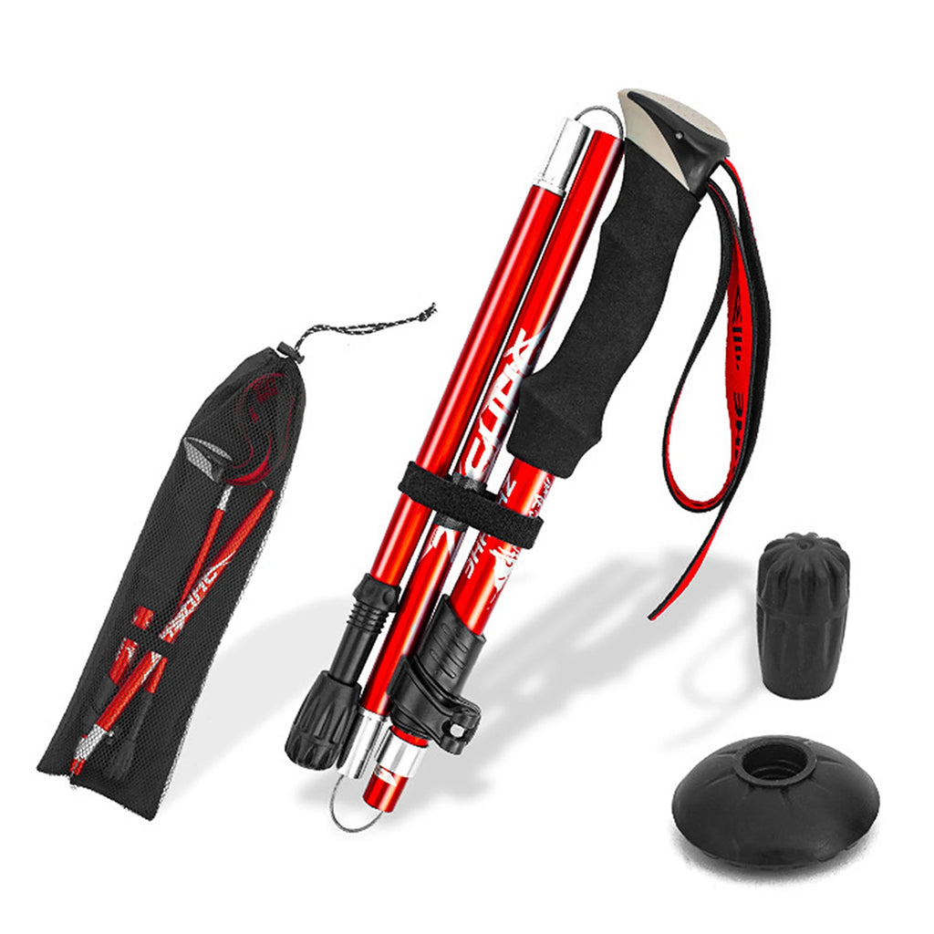 Lightweight Collapsible Trekking Pole Five-fold Walking Stick for Hiking Camping Backpacking Aluminum Alloy Trekking Pole-WAYBIKER