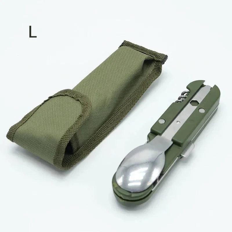 Camping Cutlery Stainless Steel Folding Knife Fork Spoon Portable Outdoor Tableware Camping Equipmen-WAYBIKER