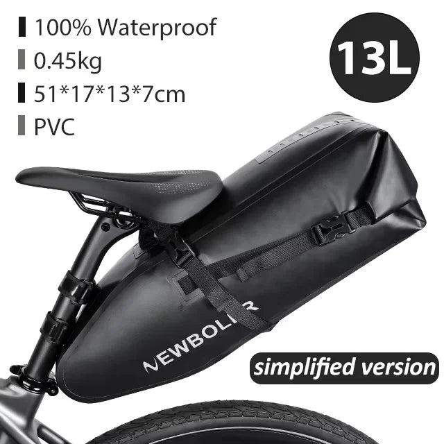 NEWBOLER Bicycle Bag Waterproof 13L Large Capacity Bicycle Saddle Bag Bicycle Foldable Tail Bag Mountain Bike Road Luggage