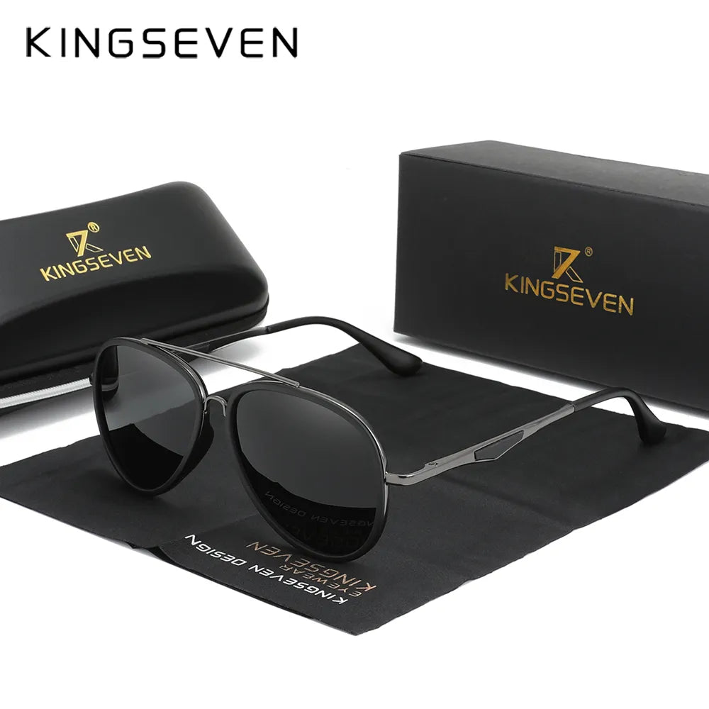 KINGSEVEN 2023 Brand Classic Pilot Polarized Sunglasses Men's Driving Male Sun Glasses Eyewear UV Blocking Oculos-WAYBIKER