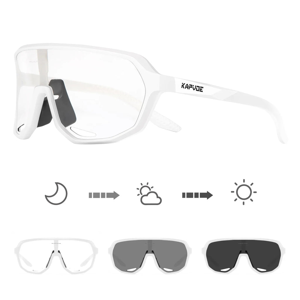 KAPVOE Outdoor Sport Photochromic Cycling Sunglasses UV400 Road Bike Cycling Glasses for Men Women MTB Driving Bicycle Goggles-WAYBIKER