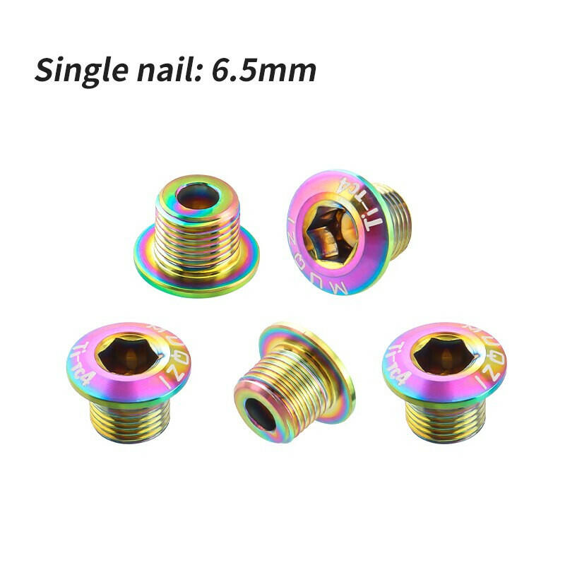 MUQZI 5PCS Chainring Bolts TC4 Titanium Alloy Single Double Chainring Screws For MTB Road BMX Bike Crank Chainwheel Bolts-WAYBIKER