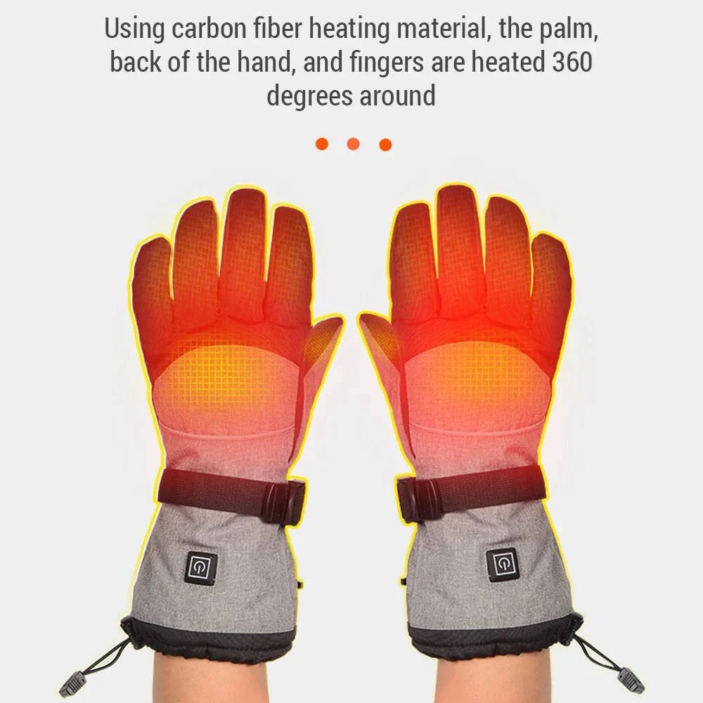 Electric Heated Gloves Waterproof Winter Gloves with 3 Heating Levels for Outdoor Sports Skiing Fishing Hunting-WAYBIKER