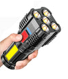 5 LEDs Flashlight Waterproof ABS Spotlight USB Rechargeable Portable Outdoor COB Flood Light 4 Lighting Modes for Outdoor Use-WAYBIKER
