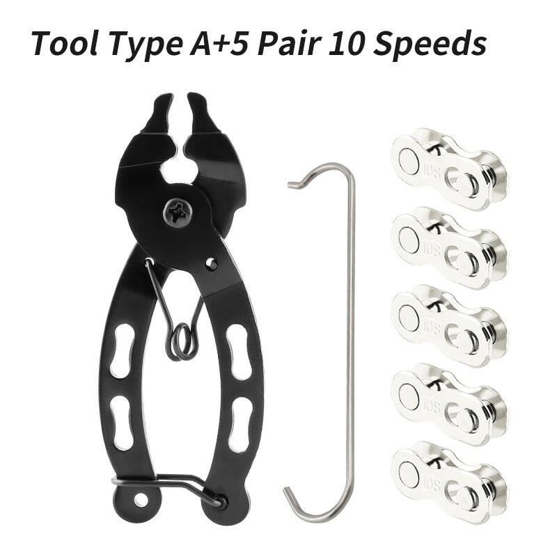 MUQZI Bicycle Chain Repair Tool Kit MTB Road Bike Chain Removal Install Plier With 5 Pairs 6 7 8 9 10 11 12 Speed Quick Link-WAYBIKER