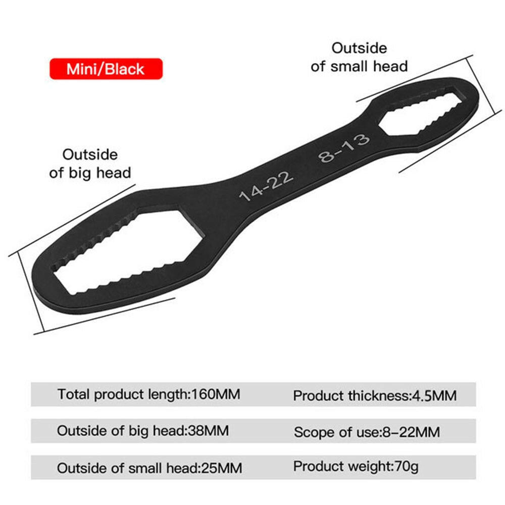 8-22mm Universal Torx Wrench Self-tightening Adjustable Glasses Wrench Board Double-head Torx Spanner Hand Tools for Factory-WAYBIKER