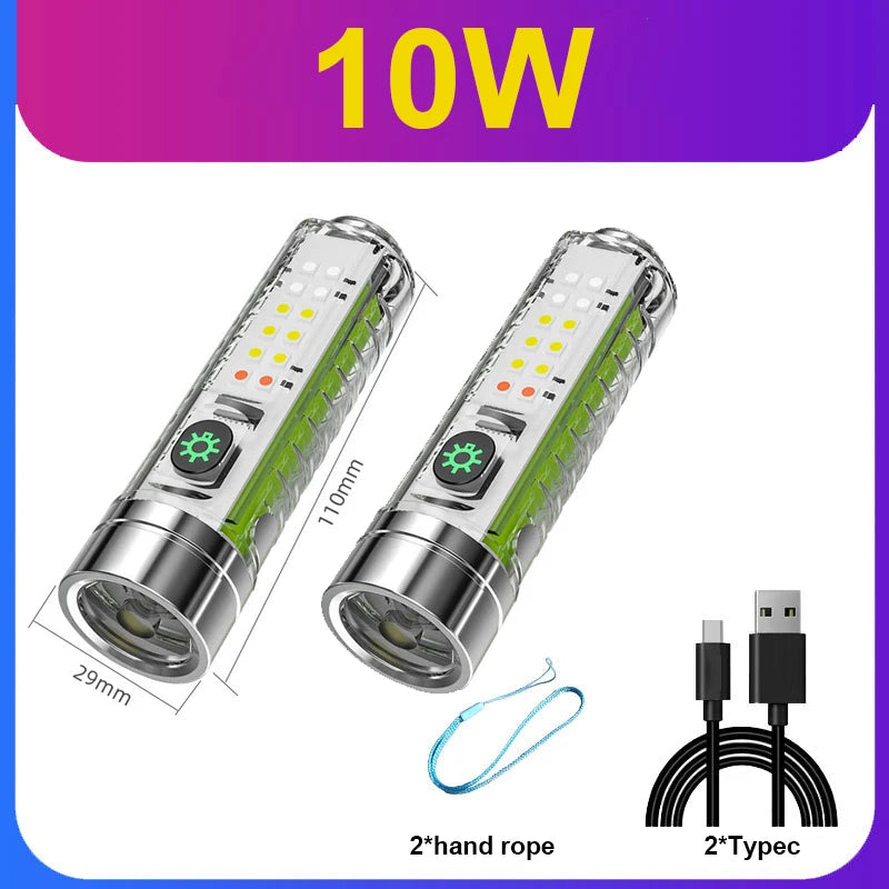 1600LUX Mini Keychain Torch Most Powerful LED Flashlight USB Rechargeable Flash Light High Power Flashlight Tactical Lantern-WAYBIKER